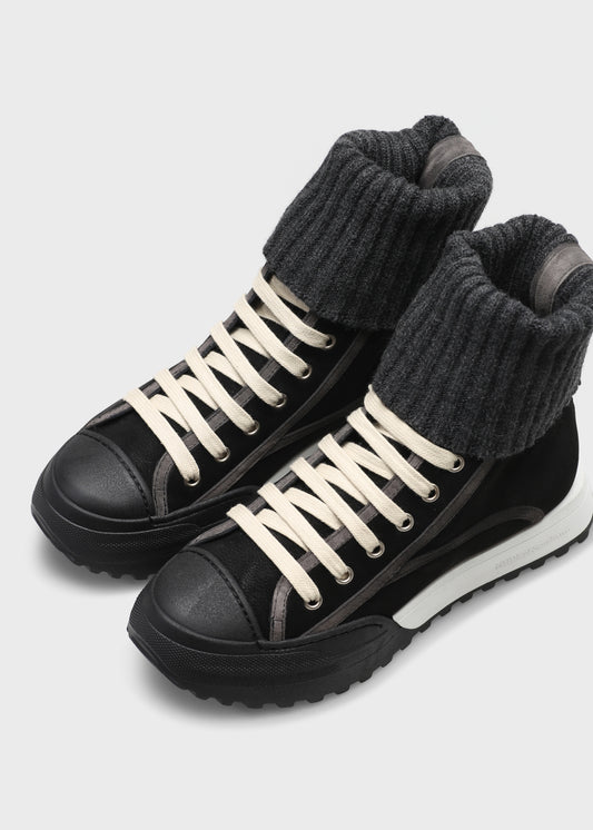 ELSA 003 NERO SNEAKERS IN NABUK IDRO LEATHER
