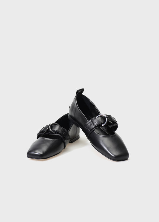 CHLOE 017 NERO BALLERINA IN TROPEZ LEATHER