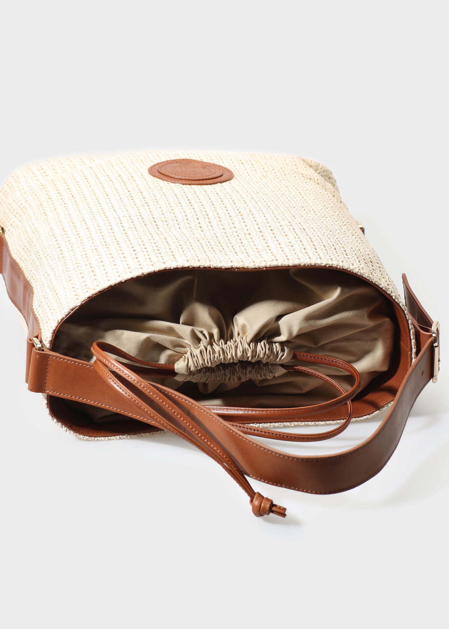 EBBALI BEIGE / CUOIO BAG IN RAFIA / VACCH
