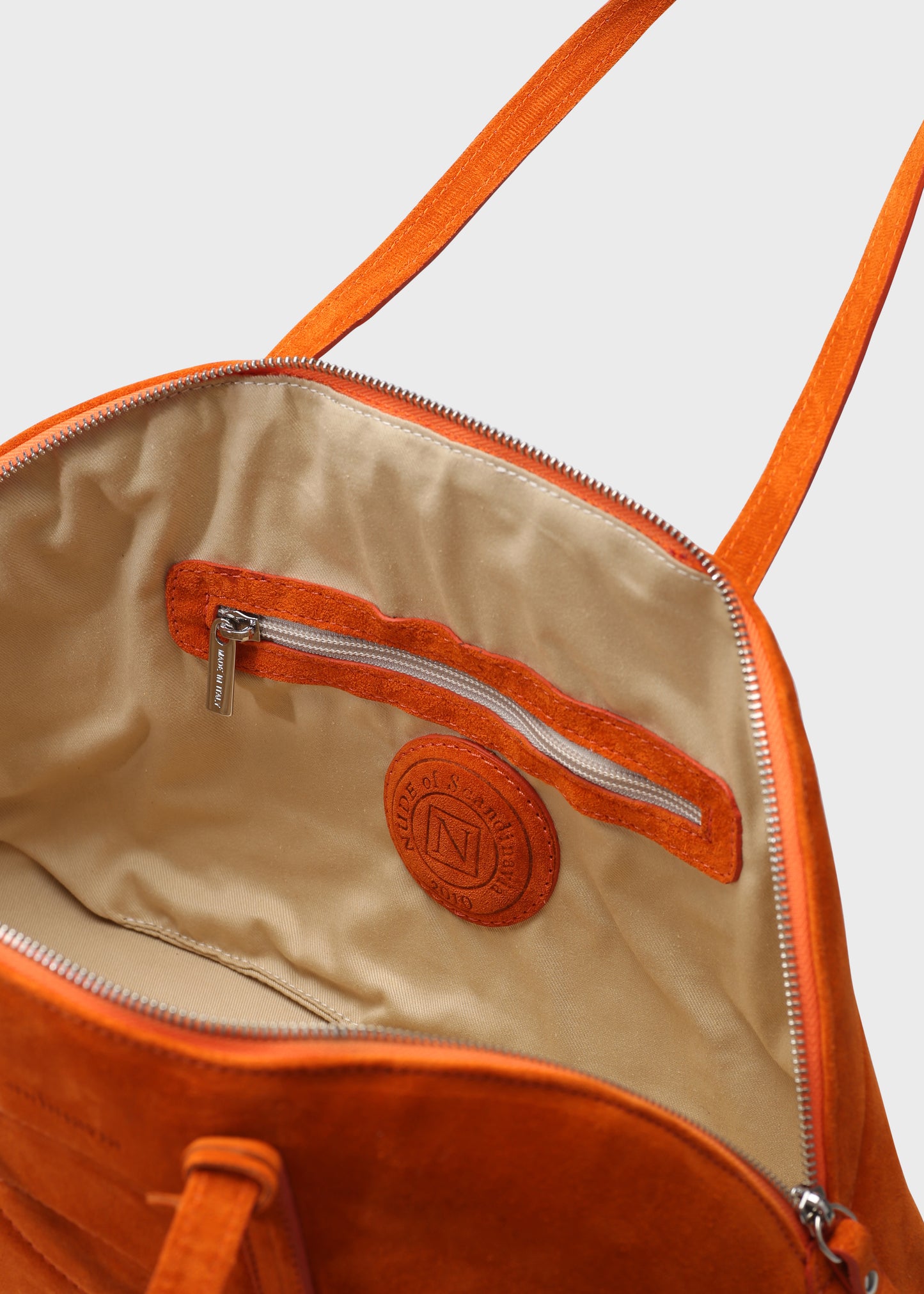 BOWLING 001 ARANCIO BAG IN VELOUR LEATHER