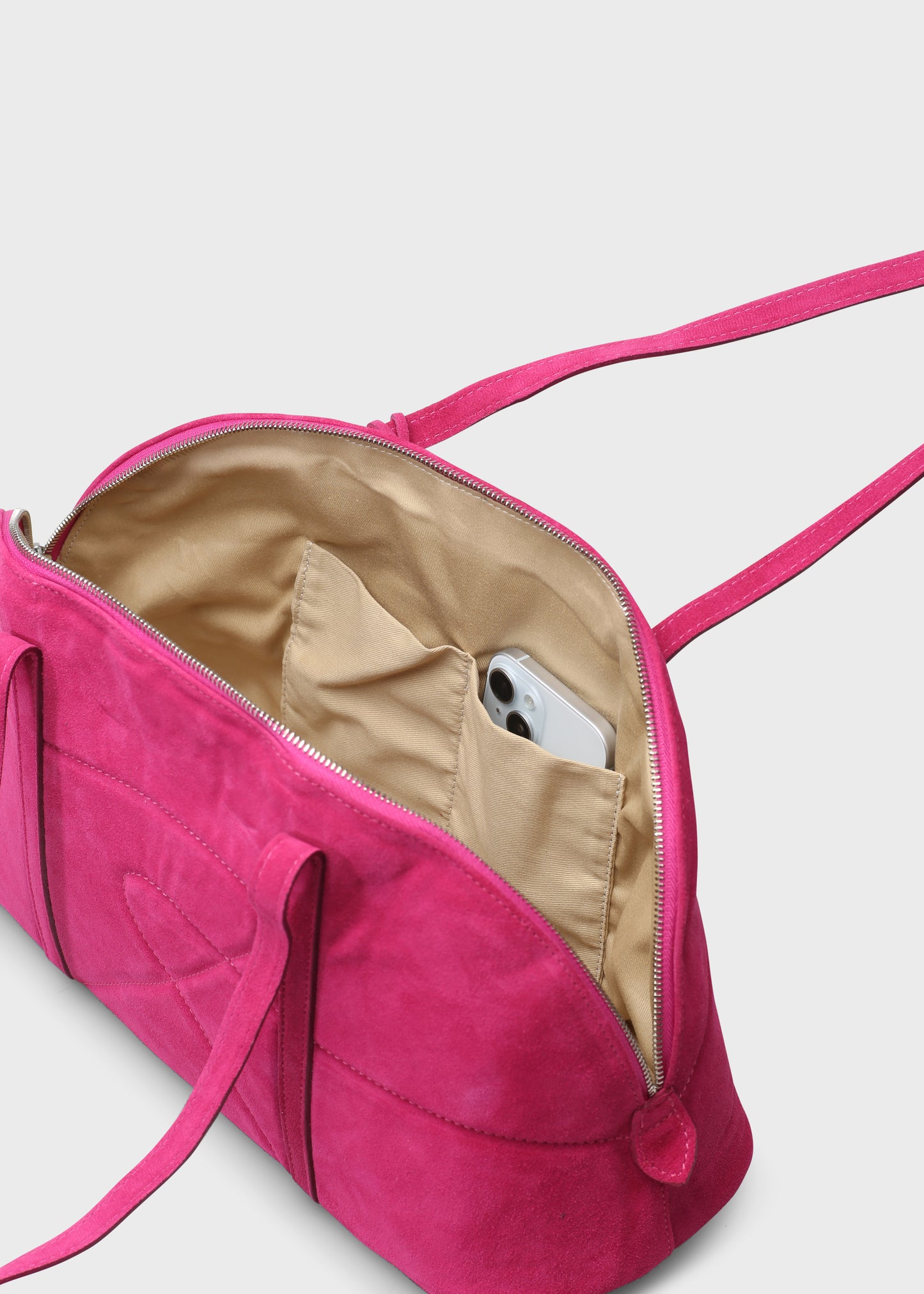 BOWLING 001 PINK BAG IN VELOUR LEATHER