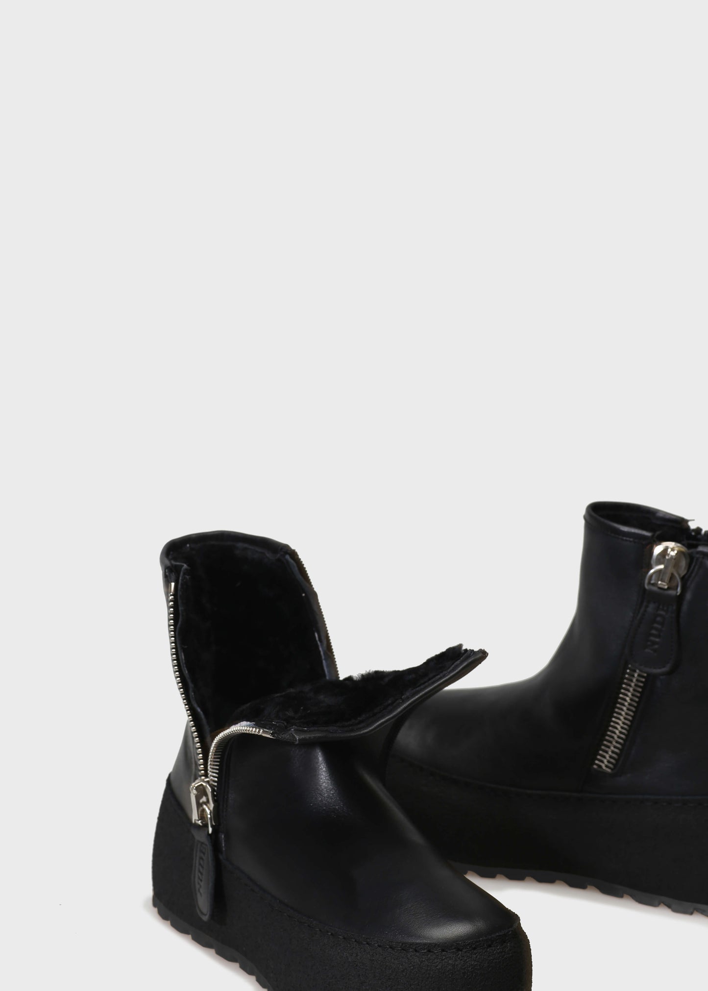 WINTER 002LN NERO BOOTS IN KIPS LEATHER - BLACK SOLE