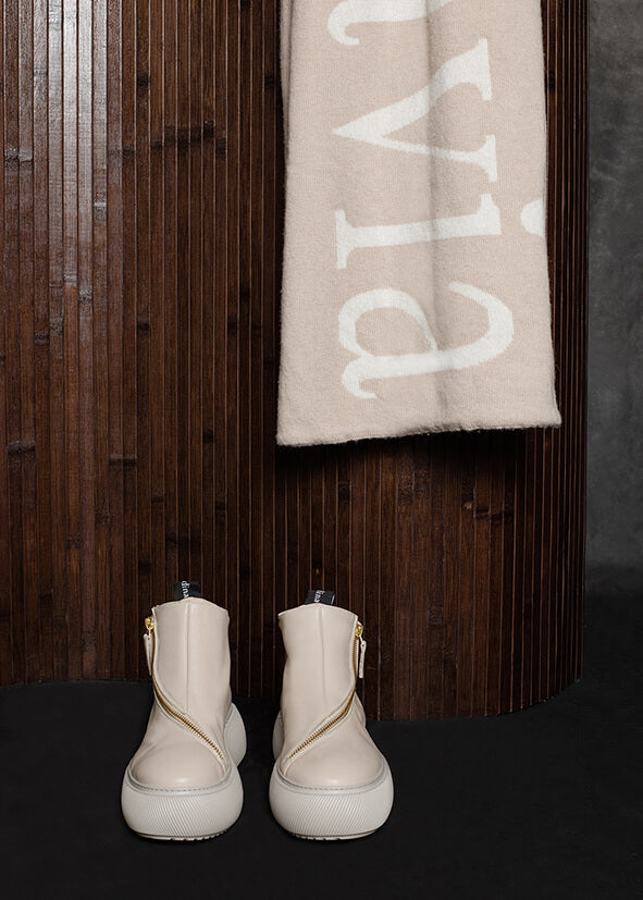 HEDDA 001 LATTE MACCHIATO SNEAKER IN CAPRICORNO LEATHER