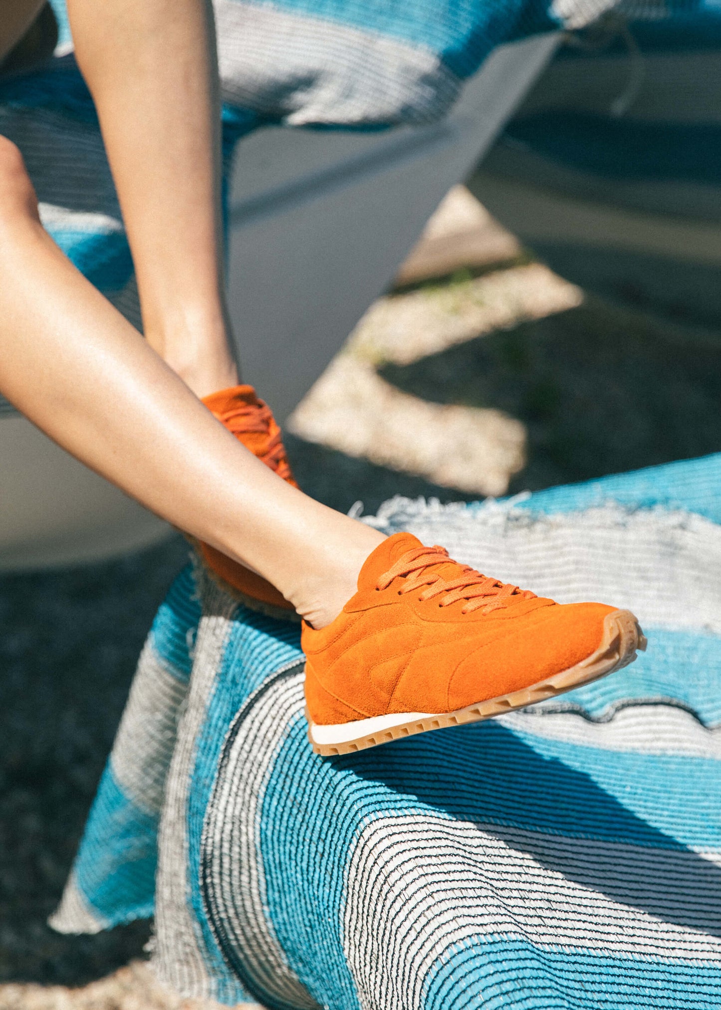 JENNY 001 ARANCIO SNEAKER IN VELOUR LEATHER