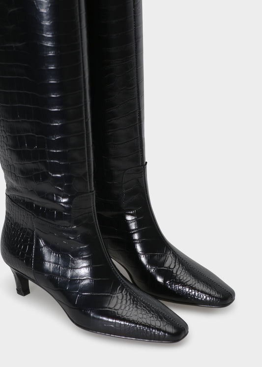 CAMILLA 002 NERO BOOTS IN COCCO BABY LEATHER