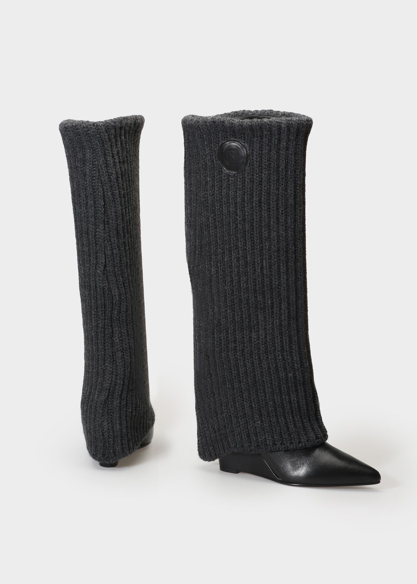 CHIELA 025 NERO BOOTS IN WOOL/LEATHER