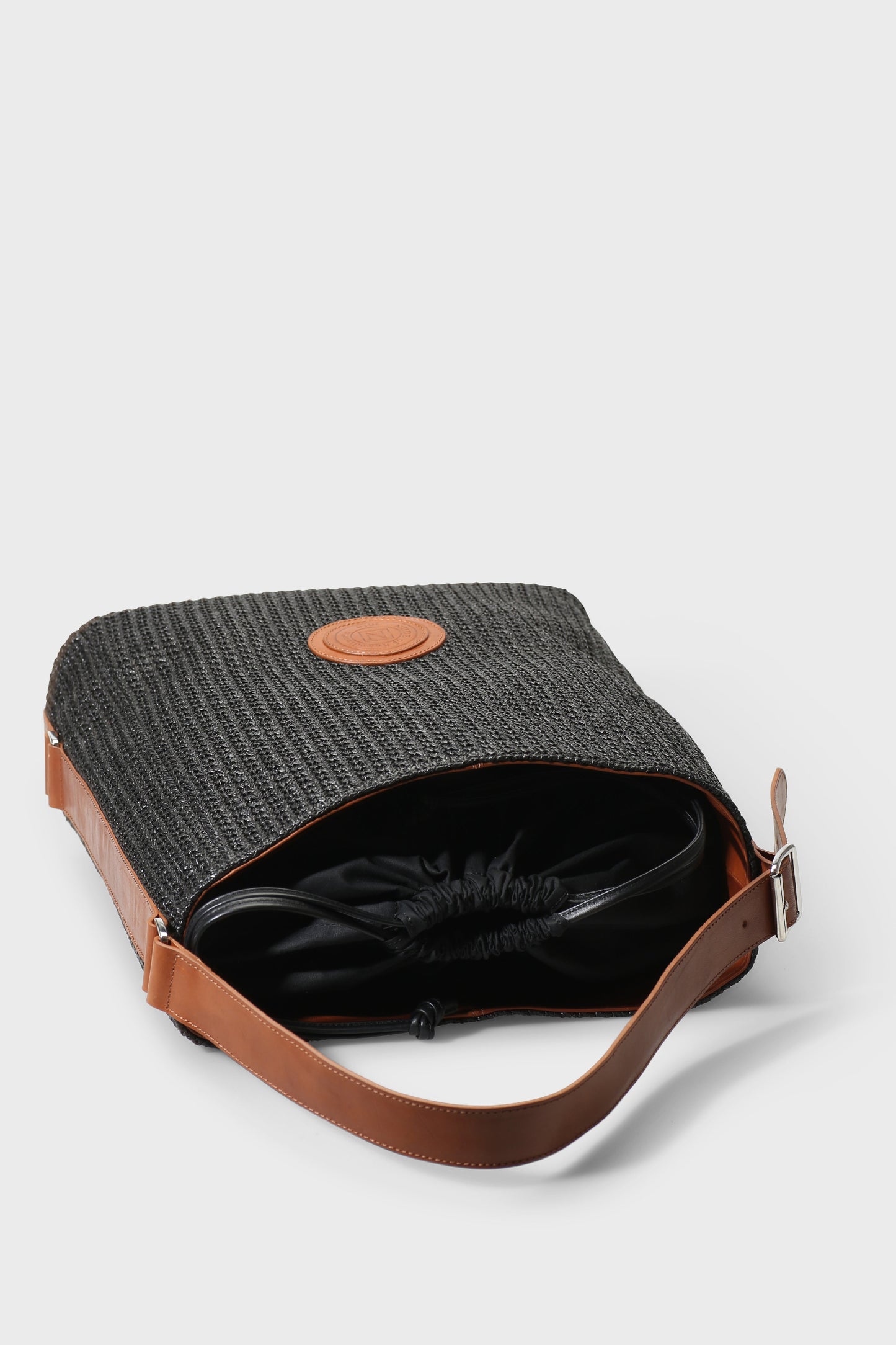 EBBALI NERO / CUOIO BAG IN RAFIA / VACCH