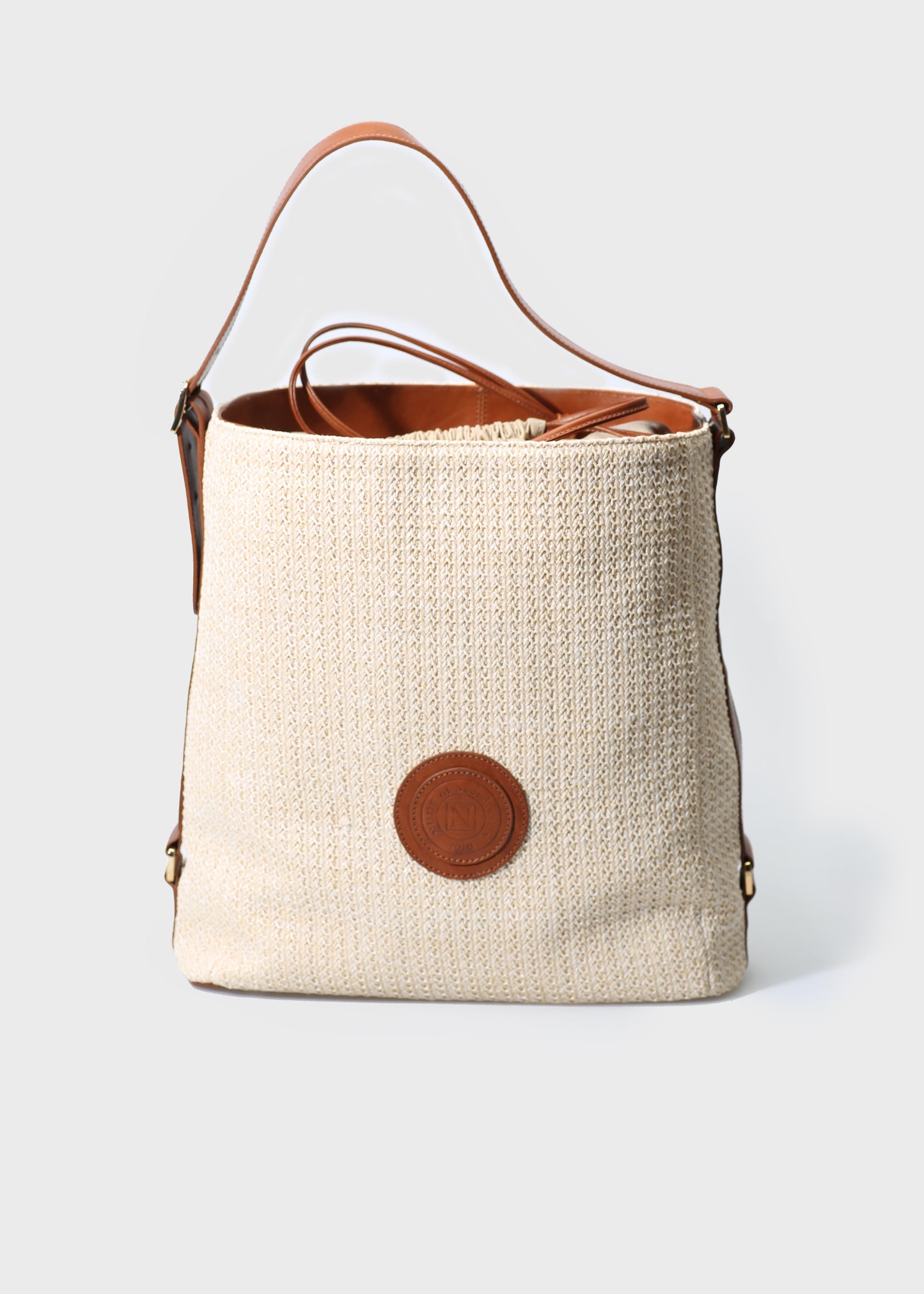 EBBALI BEIGE / CUOIO BAG IN RAFIA / VACCH