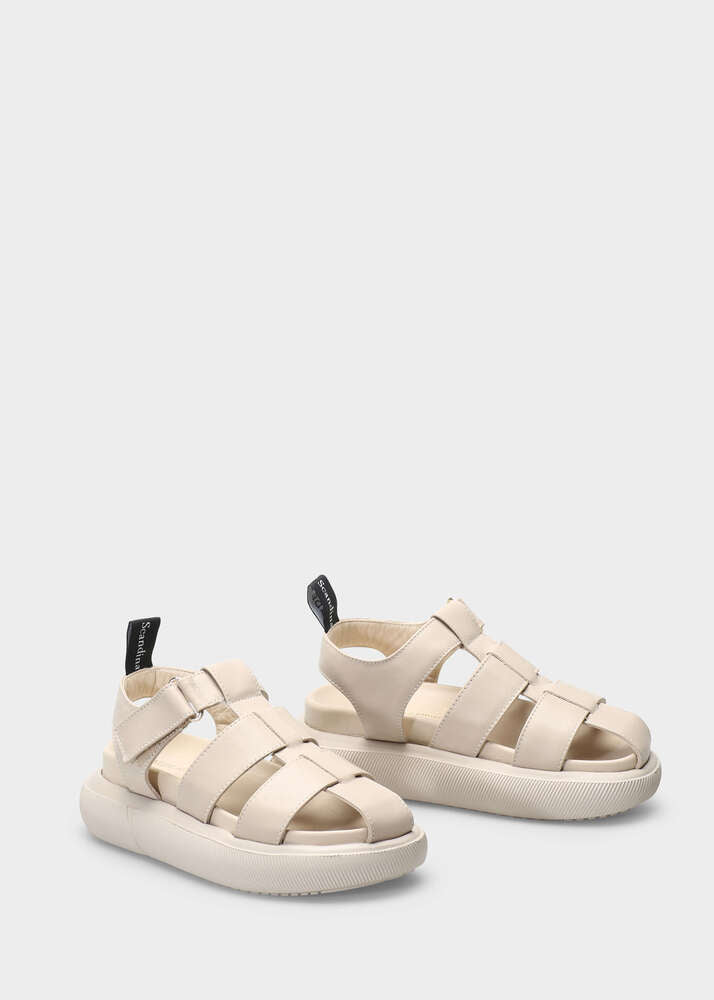 HEDDA 010 LATTE MACCHIATO SANDALS IN CAPRICORNO LEATHER