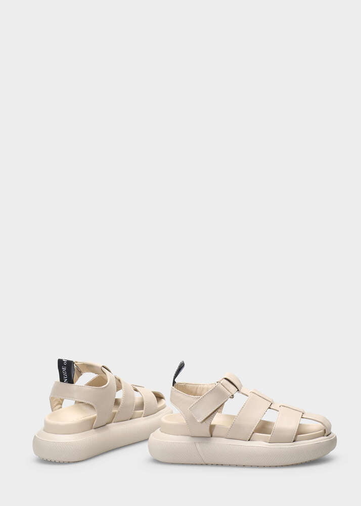 HEDDA 010 LATTE MACCHIATO SANDALS IN CAPRICORNO LEATHER