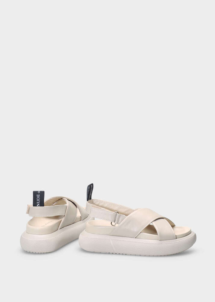 HEDDA 014 LATTE MACCHIATO SANDAL IN CAPRICORNO LEATHER