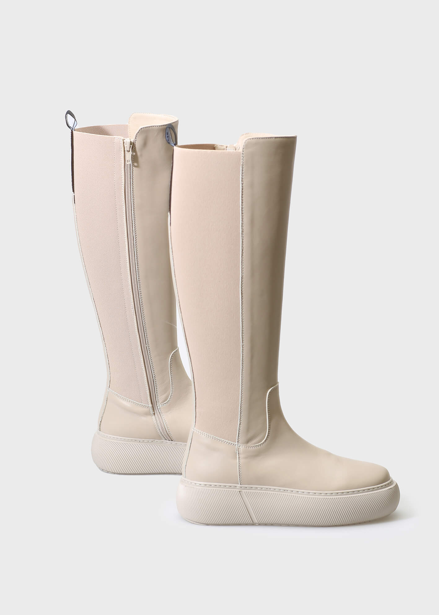 HEDDA 004 LATTE MACCHIATO BOOTS IN CAPRICORNO LEATHER