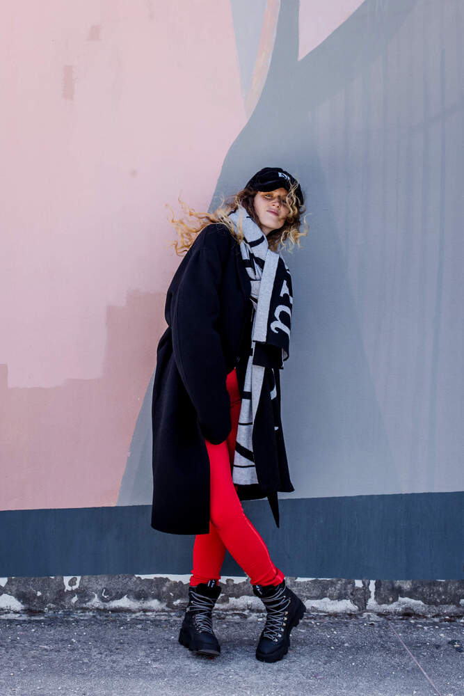 WRAP CASHMERE BLACK/GRAY