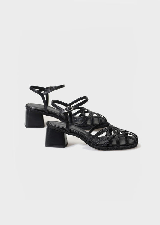 VICTORIA 003 NERO HEELS IN TROPEZ LEATHER