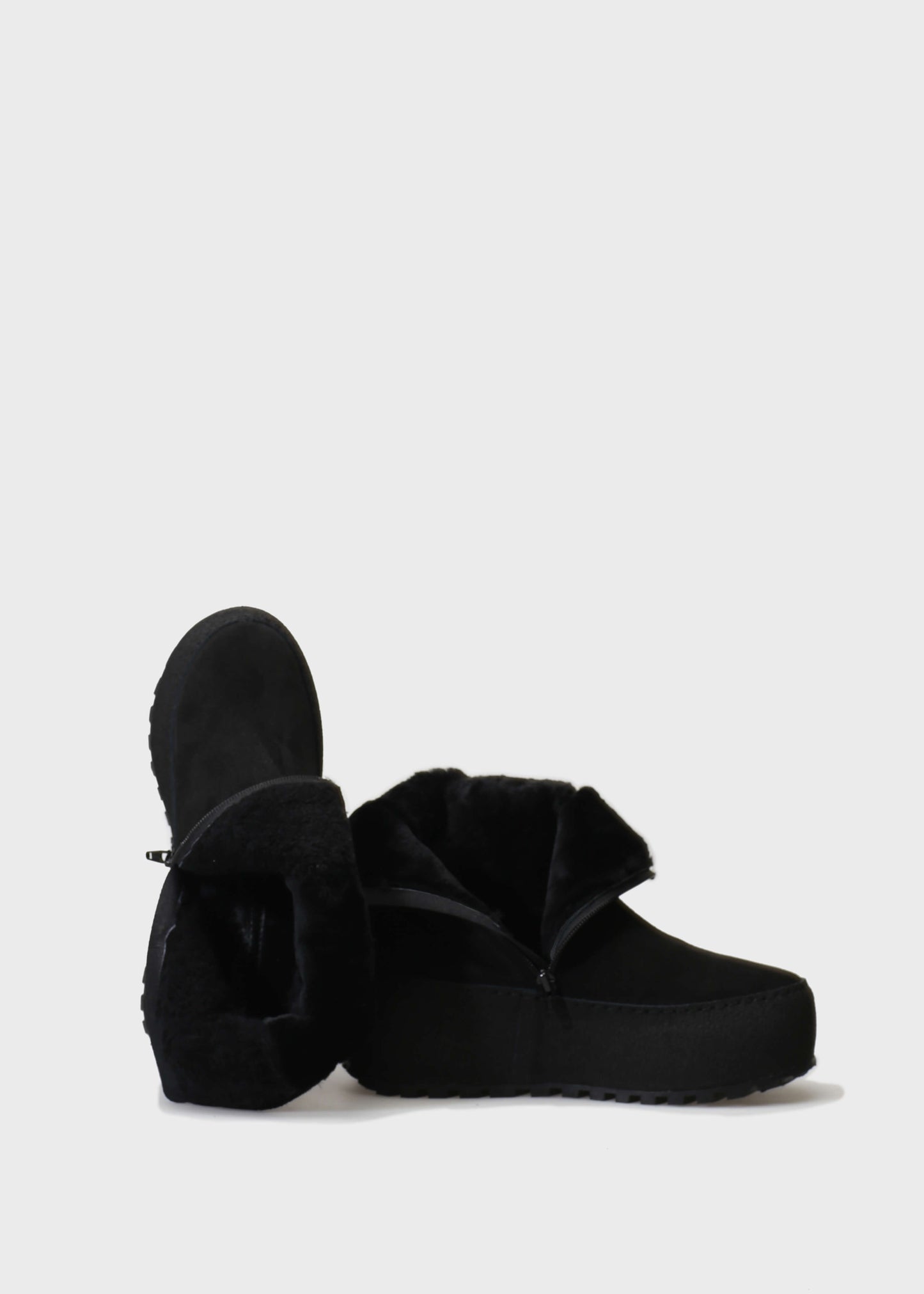 WINTER 004LN NERO BOOT IN VELOUR IDRO LEATHER - BLACK SOLE
