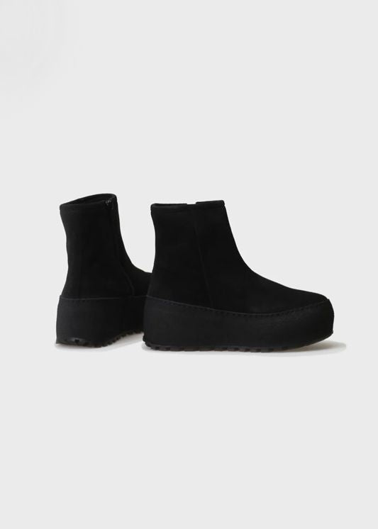 WINTER 004LN NERO BOOT IN VELOUR IDRO LEATHER - BLACK SOLE