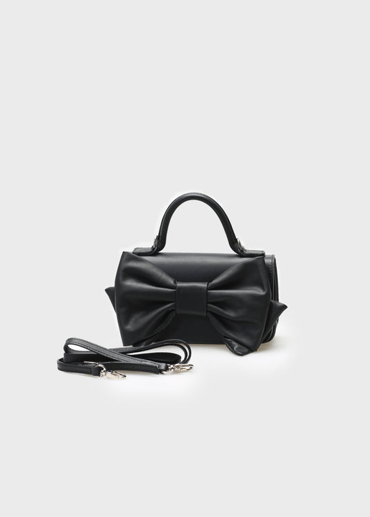 DOLORES NERO BOW BAG IN CAPRICORNO LEATHER