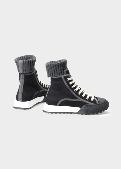 ELSA 003 NERO SNEAKERS IN NABUK IDRO LEATHER