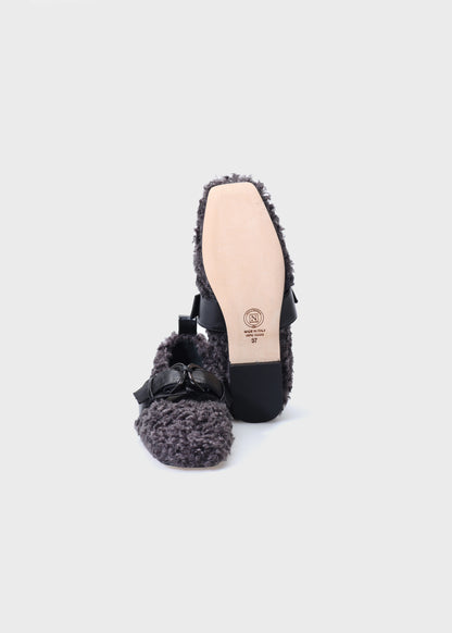 CHLOE 017 OFF BLK BALLERINA IN NEW ASTRAKAN
