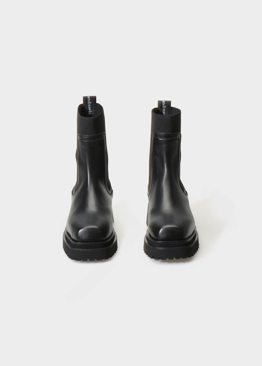 VILMA 073 NERO BOOTS IN CAPRICORNO LEATHER
