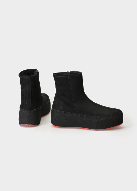 WINTER 004 NERO BOOTS IN NABUK IDRO LEATHER - RED SOLE