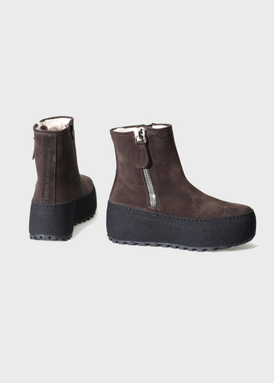 WINTER 002L T.MORO BOOT IN VELOUR IDRO LEATHER - BLACK SOLE