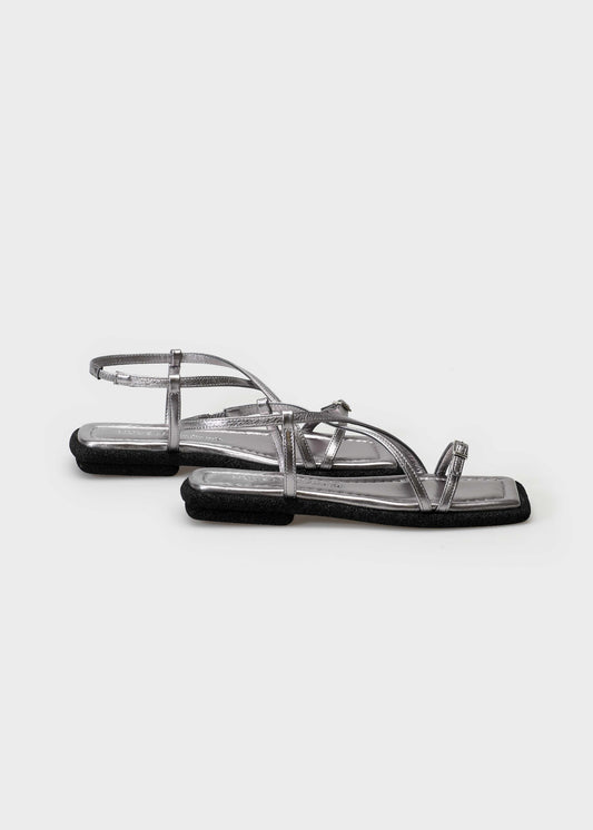 ANNA.G 002 ACCAIO SANDAL IN LAMINATO LEATHER