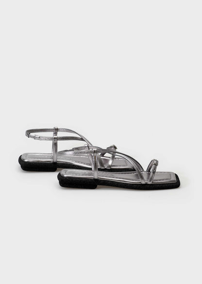 ANNA.G 002 ACCAIO SANDAL IN LAMINATO LEATHER