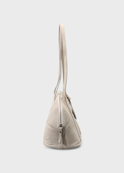 BOWLING 001 BEIGE BAG IN VELOUR LEATHER