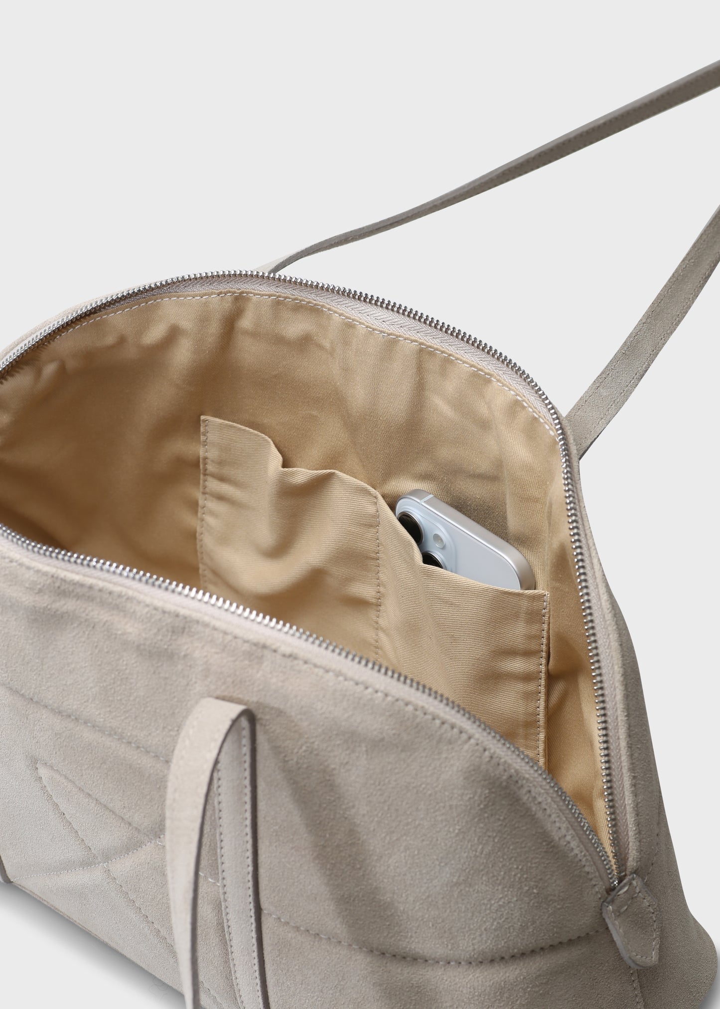 BOWLING 001 BEIGE BAG IN VELOUR LEATHER