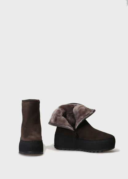 WINTER 002LN T.MORO BOOT IN VELOUR IDRO LEATHER - BLACK SOLE