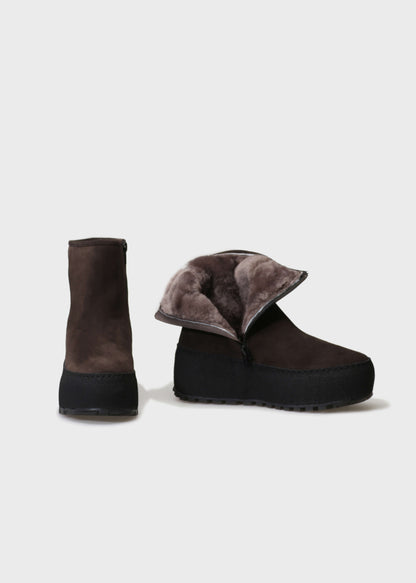 WINTER 004LN T.MORO BOOT IN VELOUR IDRO LEATHER - BLACK SOLE