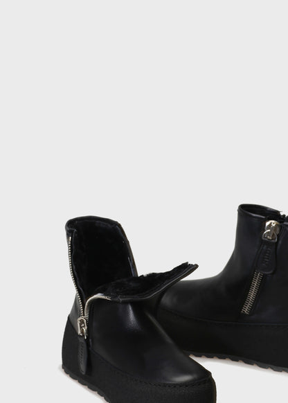WINTER 002LN NERO BOOTS IN KIPS LEATHER - BLACK SOLE