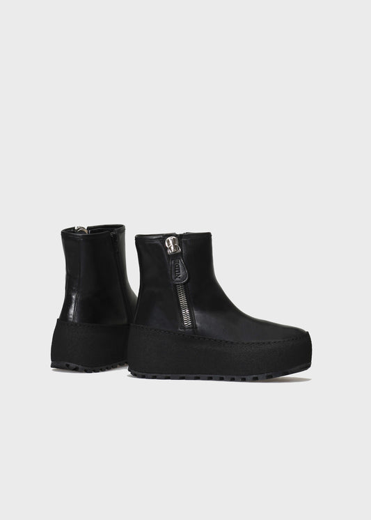 WINTER 002LN NERO BOOTS IN KIPS LEATHER - BLACK SOLE