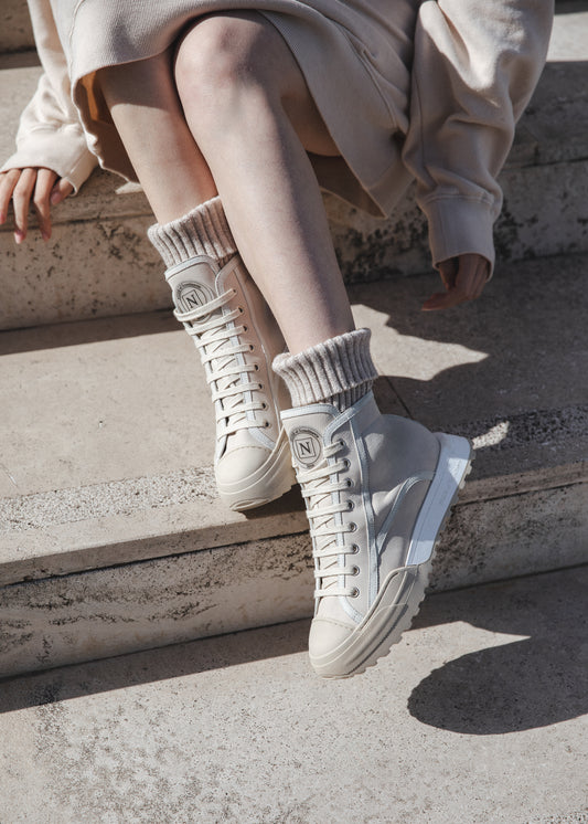 ELSA 003 GESSO SNEAKERS IN NABUK IDRO LEATHER