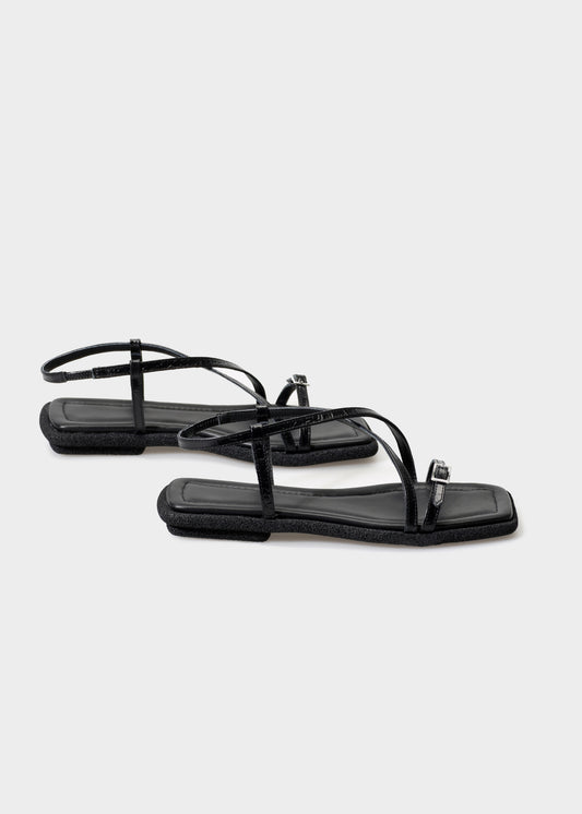 ANNA.G 002 NERO SANDAL IN COCCO BABY LEATHER