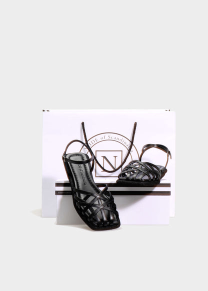 ANNA.G 003 NERO SANDAL IN TROPEZ LEATHER