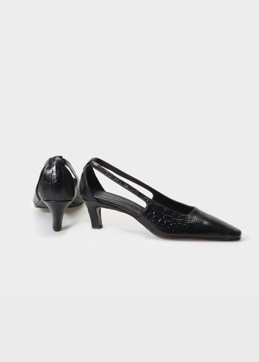 CAMILLA 006 NERO HEELS IN COCCO BABY LEATHER
