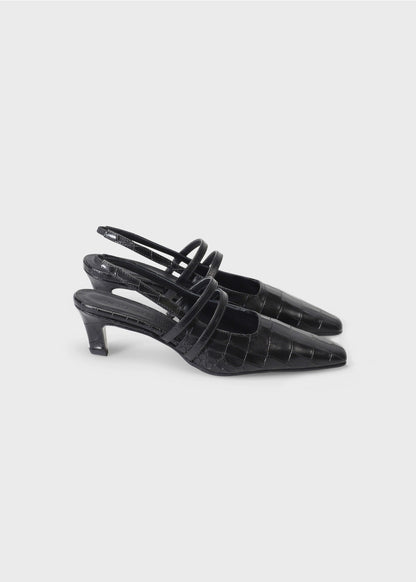 CAMILLA 004 NERO HEELS IN COCCO BABY LEATHER