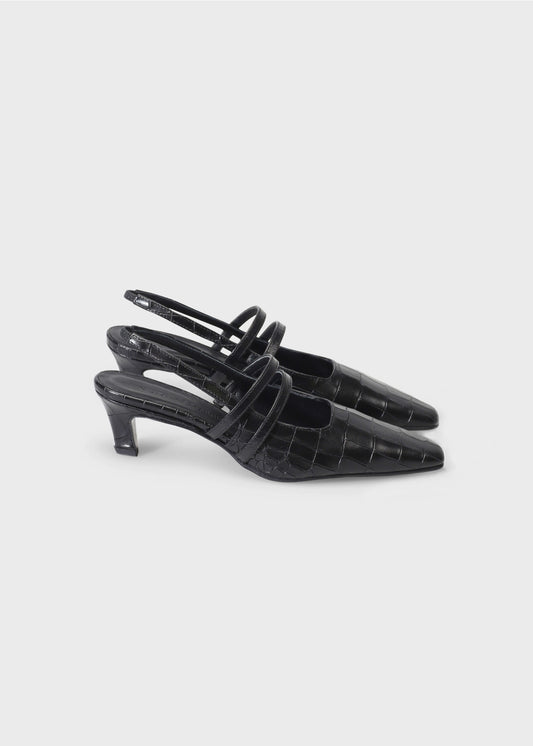 CAMILLA 004 NERO HEELS IN COCCO BABY LEATHER