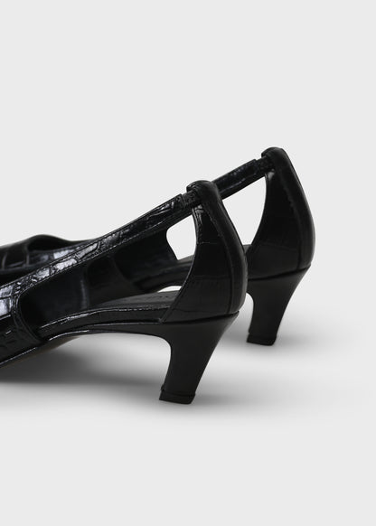 CAMILLA 006 NERO HEELS IN COCCO BABY LEATHER