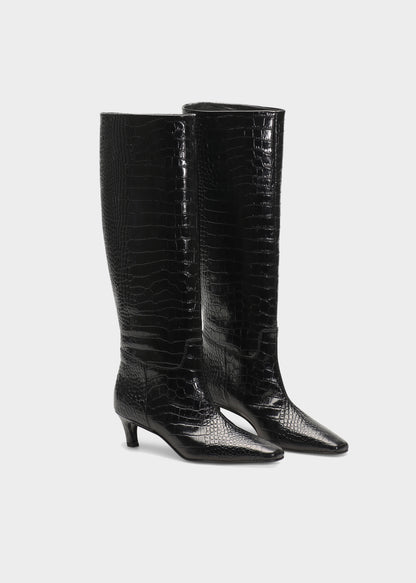 CAMILLA 002 NERO BOOTS IN COCCO BABY LEATHER