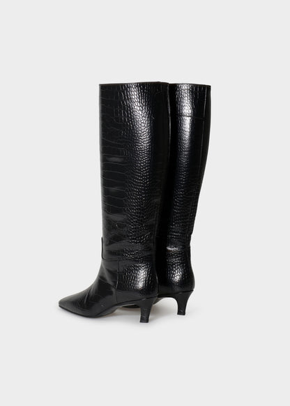 CAMILLA 002 NERO BOOTS IN COCCO BABY LEATHER