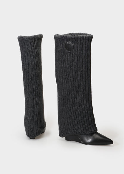 CHIELA 025 NERO BOOTS IN WOOL/LEATHER