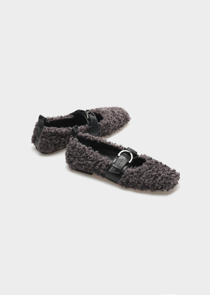 CHLOE 017 OFF BLK BALLERINA IN NEW ASTRAKAN