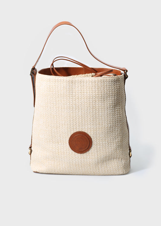 EBBALI BEIGE / CUOIO BAG IN RAFIA / VACCH