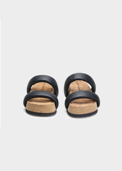 ELVIRA 002 NERO SANDAL IN TROPEZ LEATHER