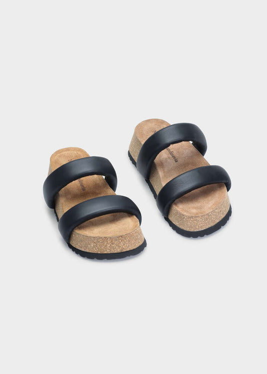 ELVIRA 002 NERO SANDAL IN TROPEZ LEATHER