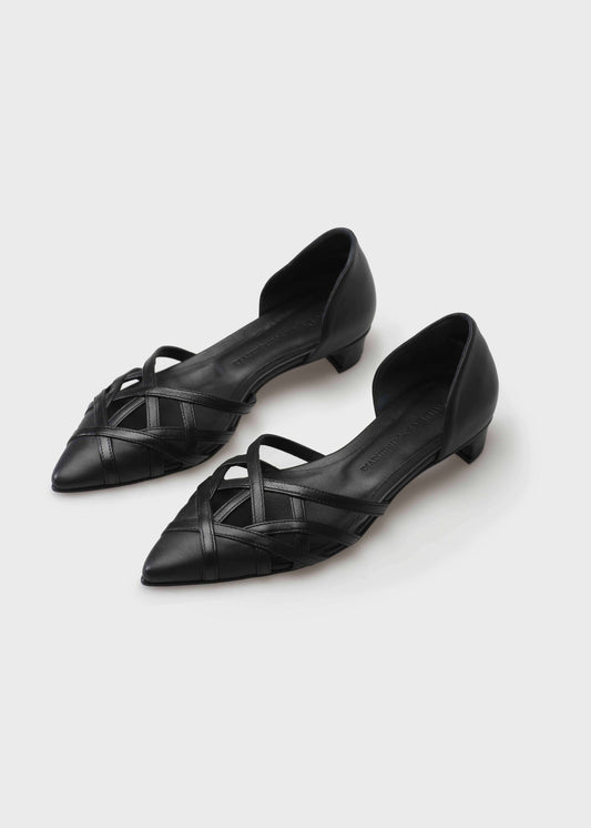 FANNY 002 NERO FLAT-HEEL IN NAPPA LEATHER