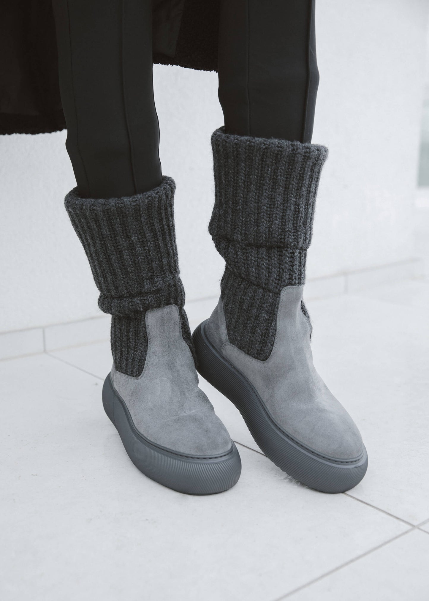 HEDDA 018 ANTRACITE BOOTS IN VELOUR IDRO LEATHER